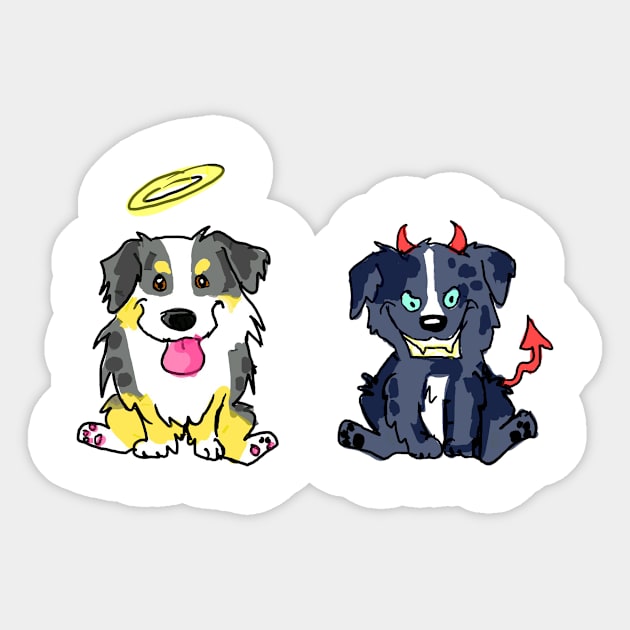 2 australian shepherds Sticker by Ahkneetah